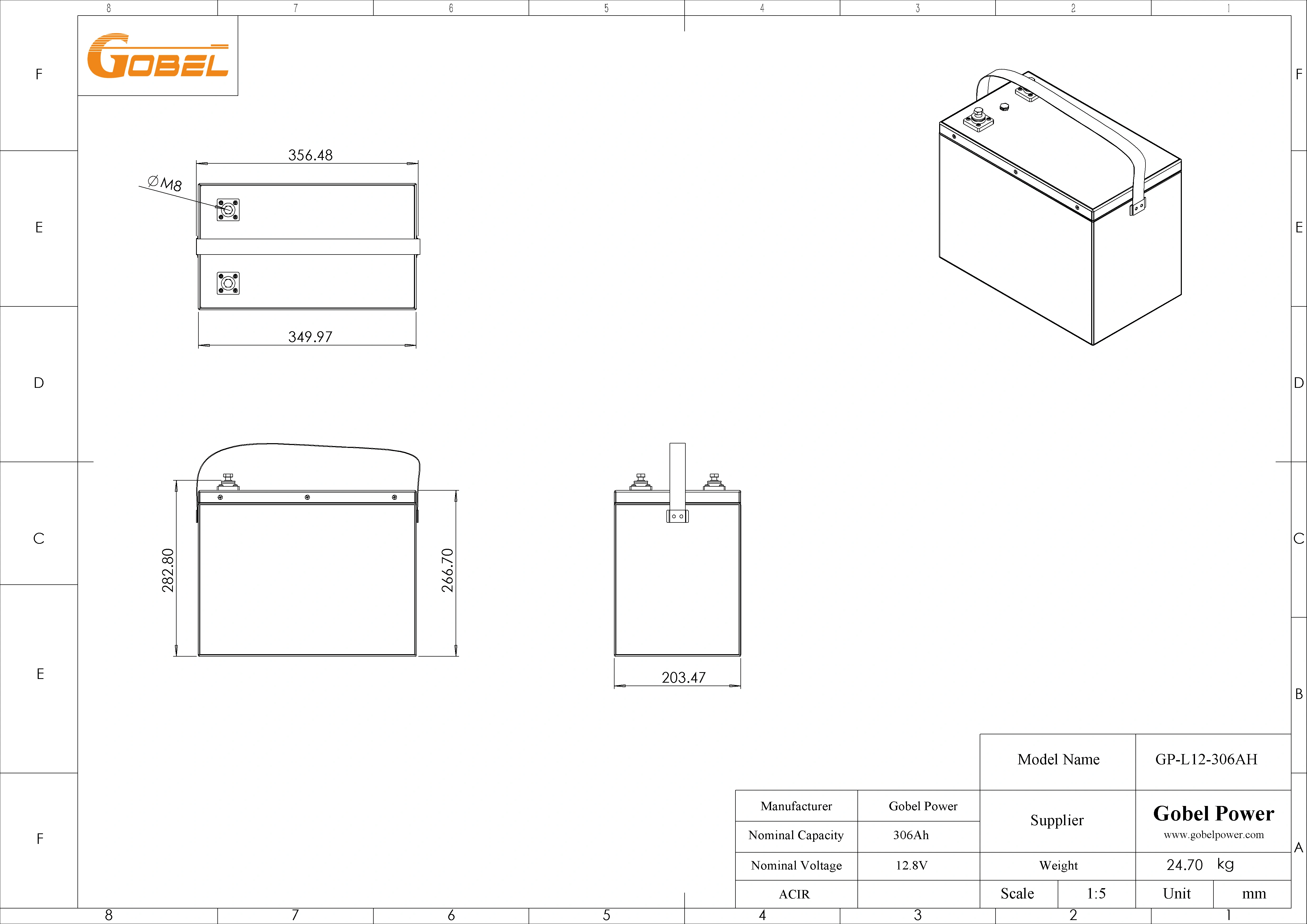 12V 306Ah LiFePO4 battery dimension 12V 306Ah LiFePO4 battery dimension