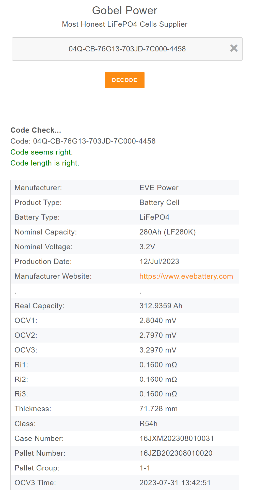 EV Grade A EVE 3.2V 280Ah Rechargeable LiFePO4 Battery Cell - US$76.00 